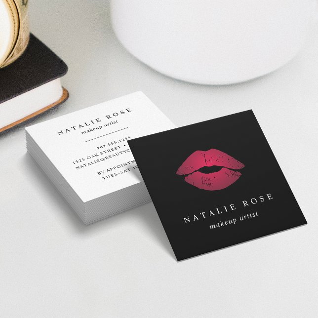 Tarjeta De Visita Cuadrada Labios de Ombre (Subido por el creador)