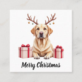 Tarjeta De Visita Cuadrada Labrador Reindeer