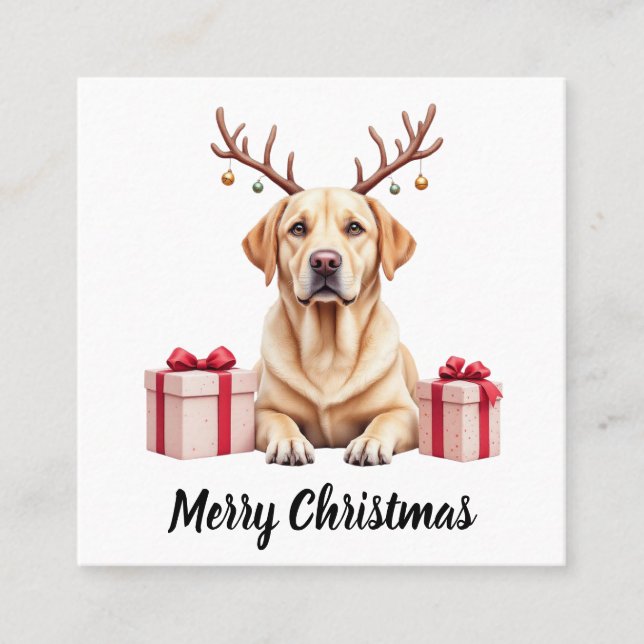 Tarjeta De Visita Cuadrada Labrador Reindeer (Anverso)