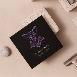 Tarjeta De Visita Cuadrada Lace Lingerie Boutique Logo Purple Business Card