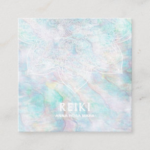 Tarjeta De Visita Cuadrada *~* Lacey blanco Mandala Pastel amarillo rosa azul