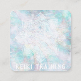 Tarjeta De Visita Cuadrada *~* Lacey White Mandala Blue Pink Yellow Pastel