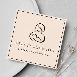 Tarjeta De Visita Cuadrada Lactancia Consultor Lactante Marco Negro