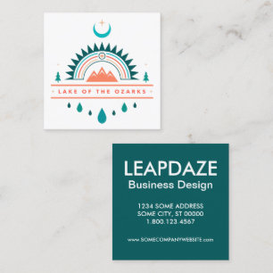 Tarjeta De Visita Cuadrada lago de los ozarks boho luna arco iris