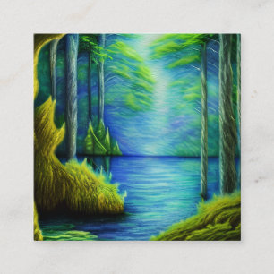 Tarjeta De Visita Cuadrada Lago Fantasy