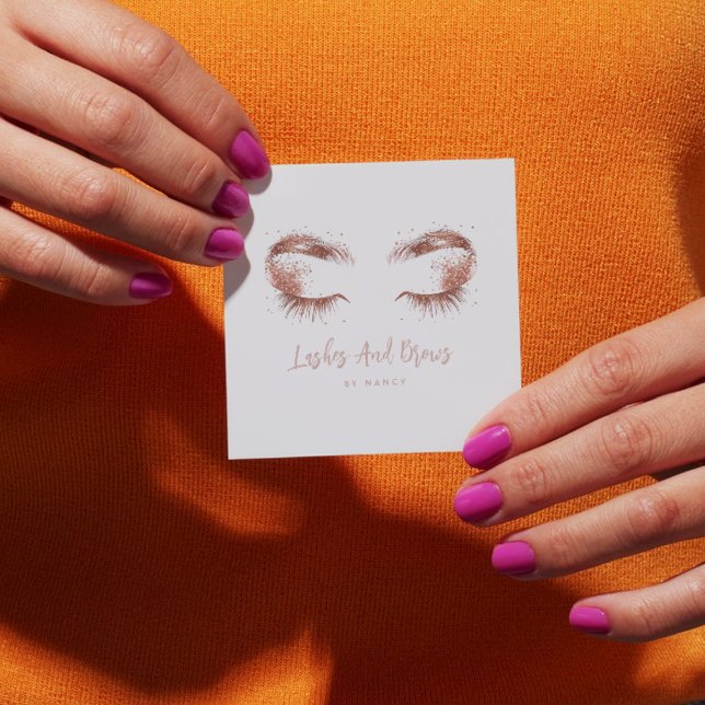 Tarjeta De Visita Cuadrada Lahes and brows Rose gold glitter  (Subido por el creador)