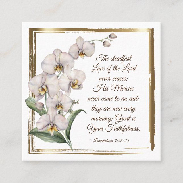 Tarjeta De Visita Cuadrada Lamentaciones 3:22-23 Amor firme al Señor (Anverso)