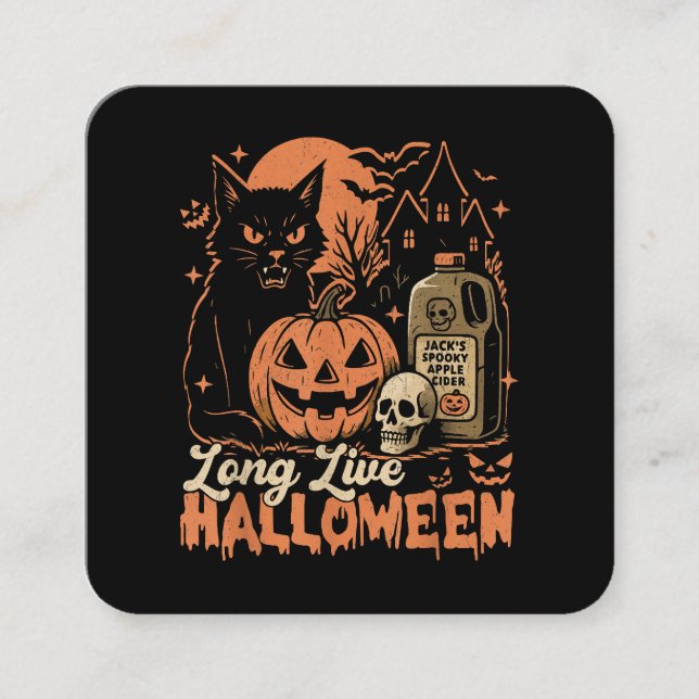 Tarjeta De Visita Cuadrada Larga vida a Halloween (Anverso)