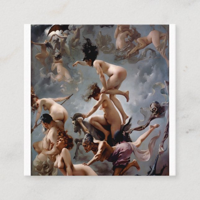 Tarjeta De Visita Cuadrada Las brujas van al Sabbath - Luis Ricardo Falero (Anverso)