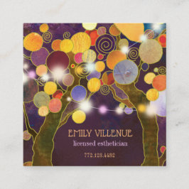 Tarjeta De Visita Cuadrada Las cadenas rusticas iluminan los árboles estético