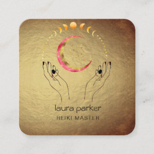 Tarjeta De Visita Cuadrada Las fases de la luna creciente del Reiki del yoga