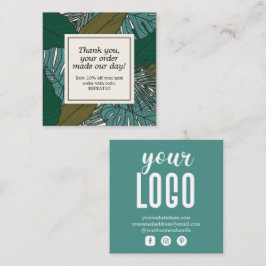 Tarjeta De Visita Cuadrada Las hojas tropicales orden personalizado gracias