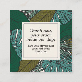 Tarjeta De Visita Cuadrada Las hojas tropicales orden personalizado gracias