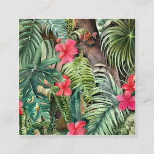 Tarjeta De Visita Cuadrada Las hojas y flores tropicales son famosas por sus