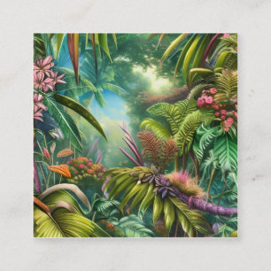 Tarjeta De Visita Cuadrada Las hojas y flores tropicales son famosas por sus