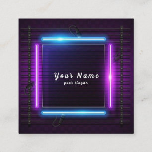 Tarjeta De Visita Cuadrada Las luces de neón coloridas de DJ vibrantes - Dest