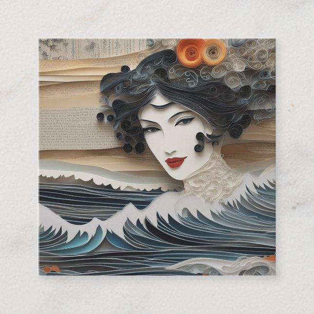 Tarjeta De Visita Cuadrada Las ondas acuáticas de fondo son muy variadas (Anverso)