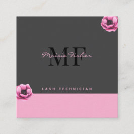 Tarjeta De Visita Cuadrada Lash Extensions Event Planner QR Code Monogram