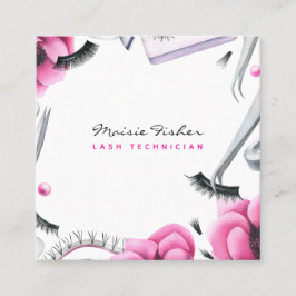Tarjeta De Visita Cuadrada Lash Extensions Lashes Technician Beauty Salon