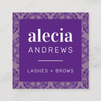 Tarjeta De Visita Cuadrada LASHES & BROWS mauve violeta vintage
