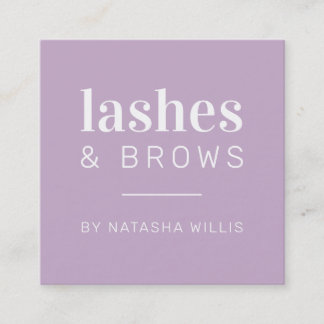 Tarjeta De Visita Cuadrada LASHES & BROWS negro minimalista moderno