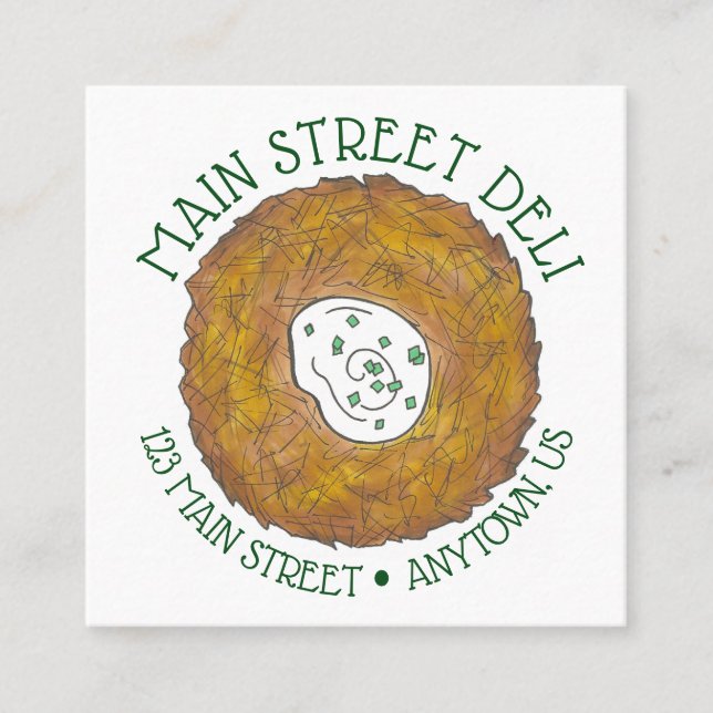 Tarjeta De Visita Cuadrada Latkes Patata Crepes Deli Delicatessen Cocinero (Anverso)