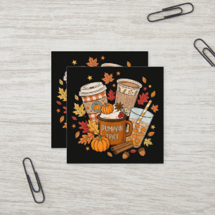Tarjeta De Visita Cuadrada Latte de Especias de Calabaza Otoño Temporada de O