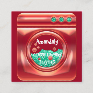 Tarjeta De Visita Cuadrada Lavadora Lavadora Lavandería Limpieza Hogar Códi