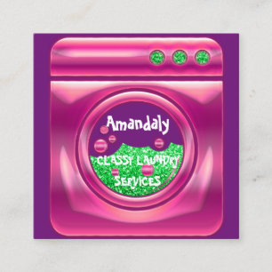 Tarjeta De Visita Cuadrada Lavadora Lavadora Lavandería Limpieza Hogar Códi