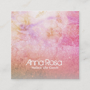 Tarjeta De Visita Cuadrada Lavanda floral subió oro del purpurina de la