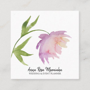 Tarjeta De Visita Cuadrada *~* Lavanda rosa Elegante color agua color peón fl