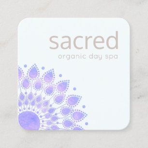 Tarjeta De Visita Cuadrada Lavender Lotus Flower Mandala