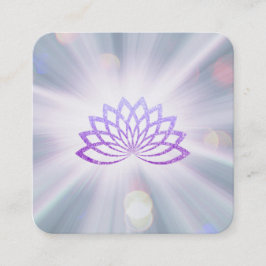 Tarjeta De Visita Cuadrada *~* Lavender Lotus Rays Recuperación de energía de