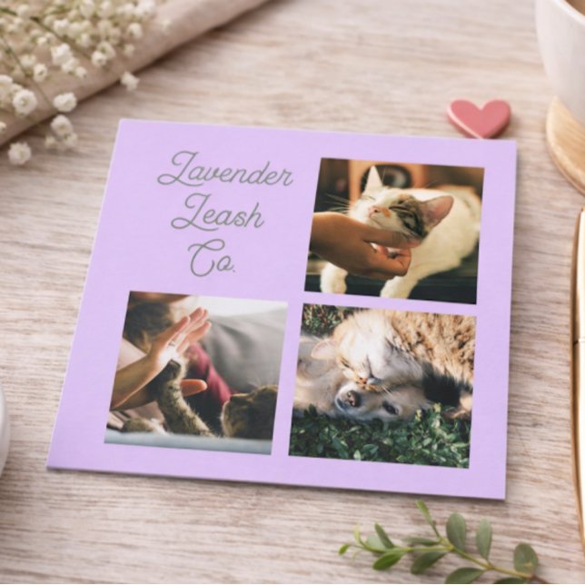 Tarjeta De Visita Cuadrada Lavender Script Business Card QR Code Service Menu (Subido por el creador)