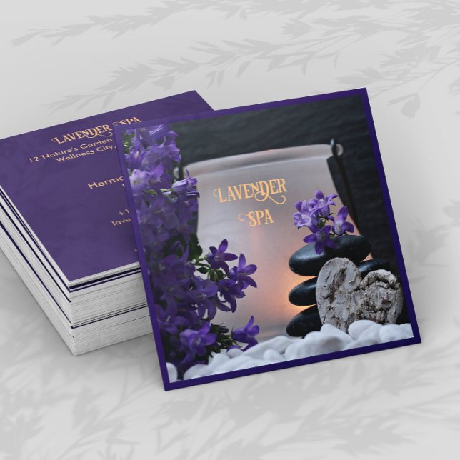 Tarjeta De Visita Cuadrada Lavender Spa Square Business Card (Subido por el creador)