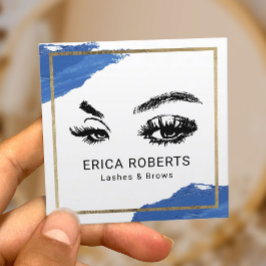 Tarjeta De Visita Cuadrada Lazas Brows Maquillaje Artista Navy Cepillo Salon 