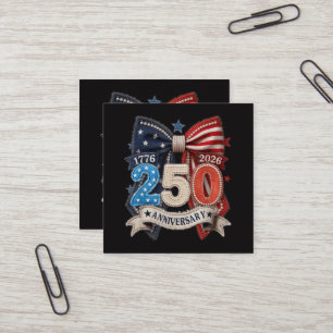 Tarjeta De Visita Cuadrada Lazo de bandera americana 250 aniversario Patrióti
