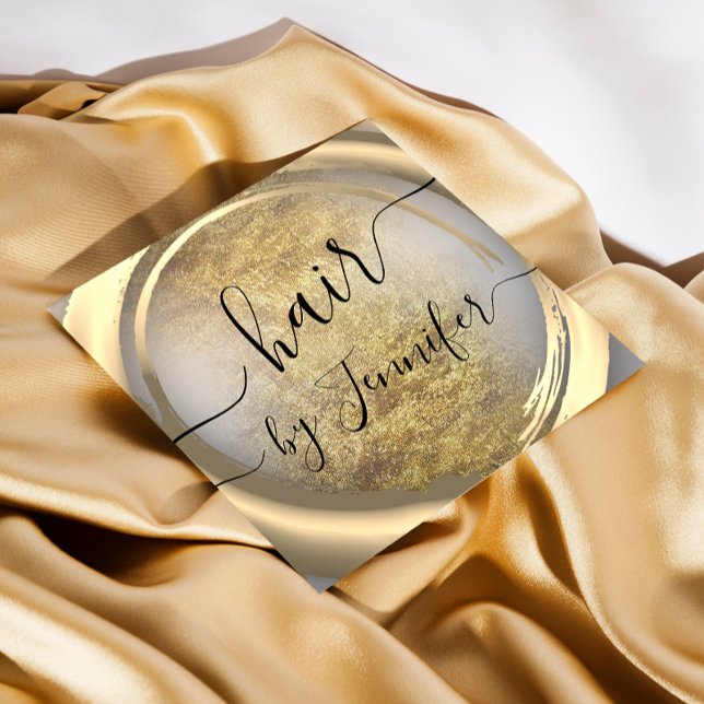Tarjeta De Visita Cuadrada Lealtad 6 Golpes de pelo Lash Maquillaje Gris Oro (Subido por el creador)