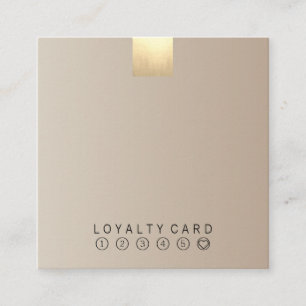 Tarjeta De Visita Cuadrada Lealtad beige en colores pastel moderna elegante