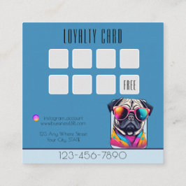 Tarjeta De Visita Cuadrada Lealtad de perro de pug con estilo en Guay Dog Gro