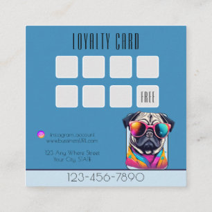 Tarjeta De Visita Cuadrada Lealtad de perro de pug con estilo en Guay Dog Gro