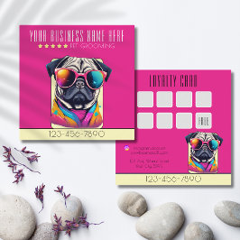 Tarjeta De Visita Cuadrada Lealtad de perro de pug con estilo en Guay Dog Gro