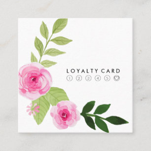 Tarjeta De Visita Cuadrada Lealtad elegante moderna minimalista floral de la