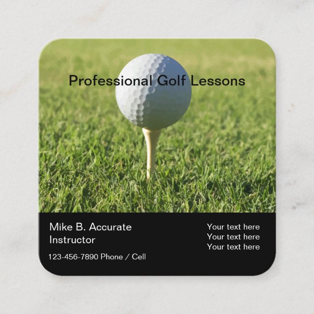 Tarjeta De Visita Cuadrada Lecciones de golf profesional (Anverso)