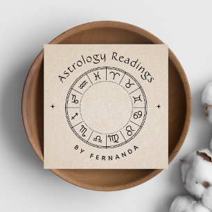 Tarjeta De Visita Cuadrada Lecturas astrológicas Astrología Zodiac Rótulo lun