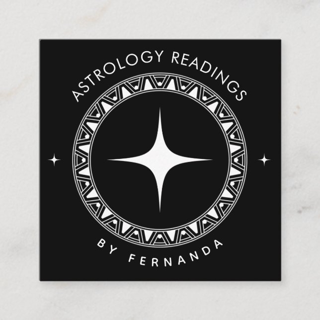 Tarjeta De Visita Cuadrada Lecturas astrológicas mística de esparcen blanco y (Anverso)