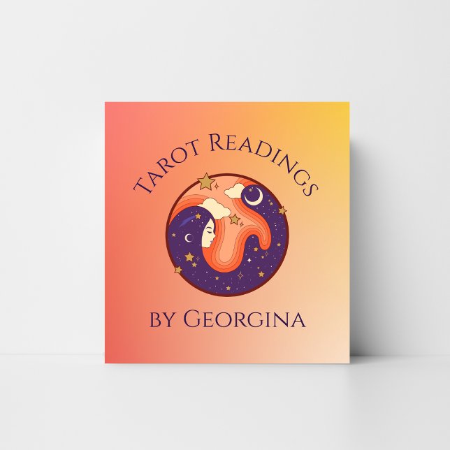 Tarjeta De Visita Cuadrada Lecturas de tarot cósmicas Naranja de brujería mís (Subido por el creador)