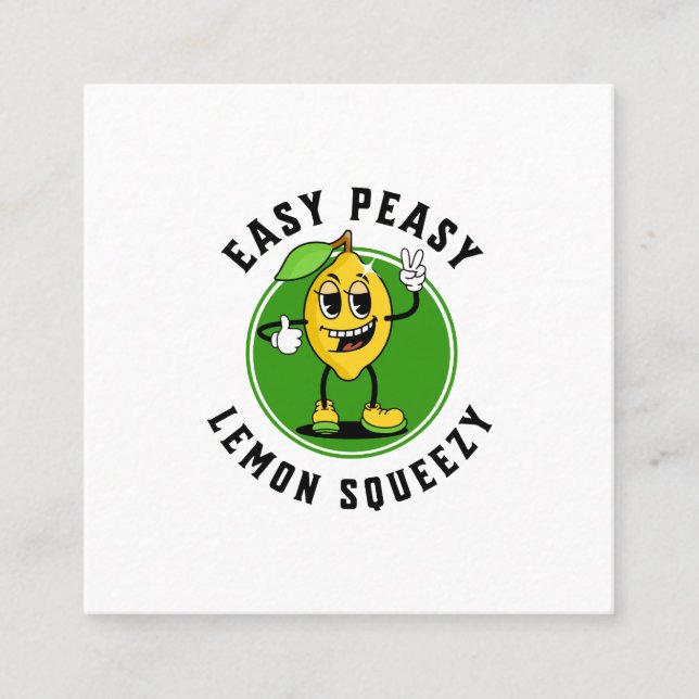 Tarjeta De Visita Cuadrada Lemon Mascot (Anverso)