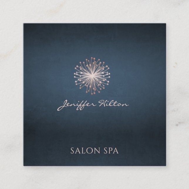 Tarjeta De Visita Cuadrada León de moda azul marino elegante profesional (Anverso)