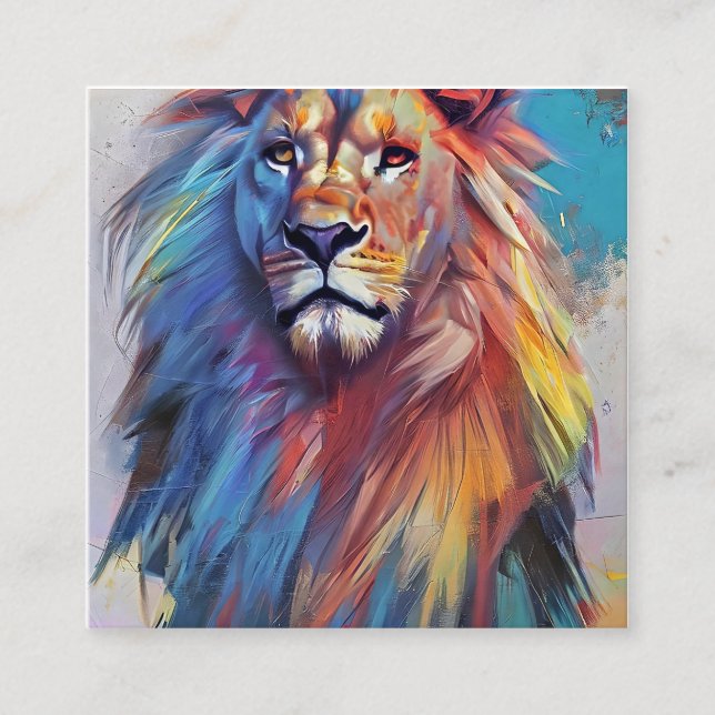 Tarjeta De Visita Cuadrada León salvaje (Anverso)